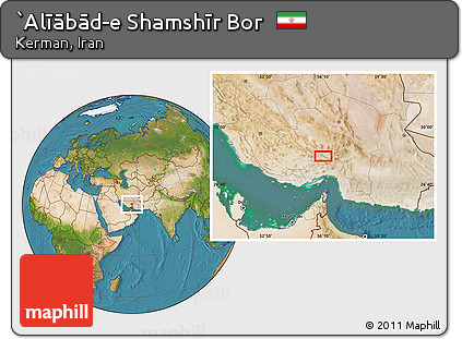 Satellite Location Map of `Alīābād-e Shamshīr Bor