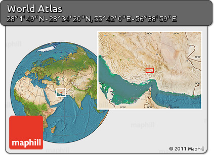 Satellite Location Map of the Area around 28° 18' 5" N, 56° 10' 29" E