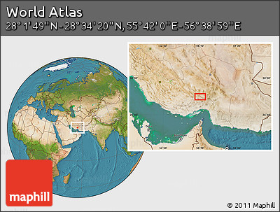 Satellite Location Map of the Area around 28° 18' 5" N, 56° 10' 29" E