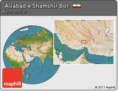 Satellite Location Map of `Alīābād-e Shamshīr Bor