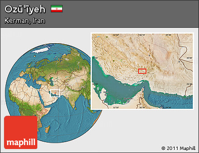 Satellite Location Map of Ozū'īyeh