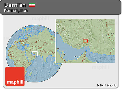 Savanna Style Location Map of Darnīān, hill shading