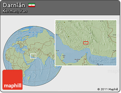 Savanna Style Location Map of Darnīān, hill shading