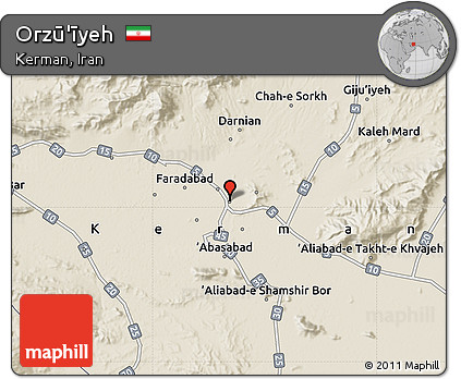 Shaded Relief Map of Orzū'īyeh
