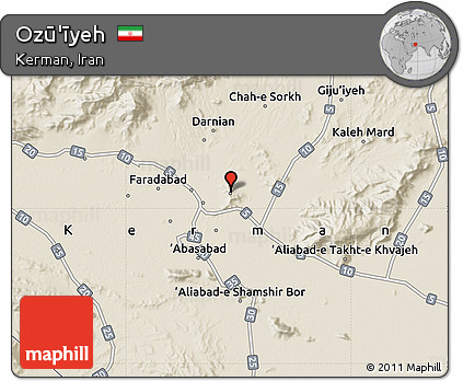 Shaded Relief Map of Ozū'īyeh