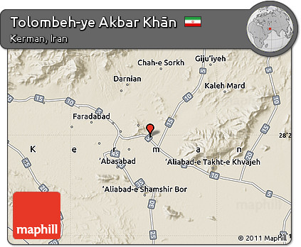 Shaded Relief Map of Tolombeh-ye Akbar Khān