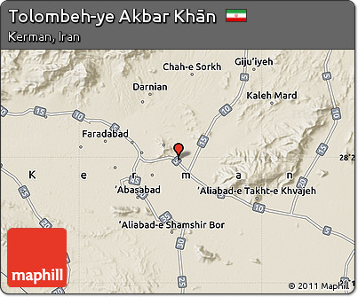 Shaded Relief Map of Tolombeh-ye Akbar Khān