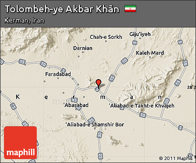 Shaded Relief Map of Tolombeh-ye Akbar Khān