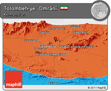 Political Panoramic Map of Tolombeh-ye `Omrānī