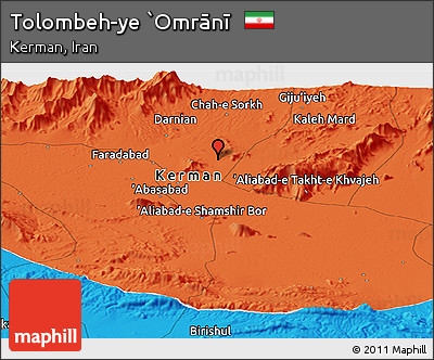 Political Panoramic Map of Tolombeh-ye `Omrānī