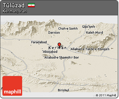 Shaded Relief Panoramic Map of Tūlūzad