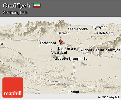 Shaded Relief Panoramic Map of Orzū'īyeh
