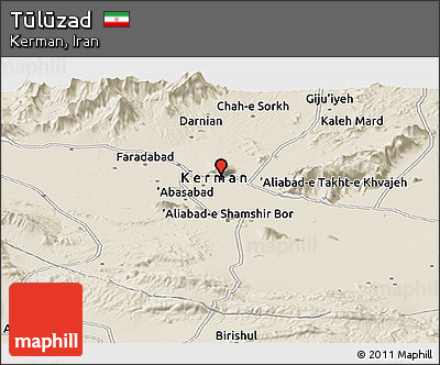 Shaded Relief Panoramic Map of Tūlūzad