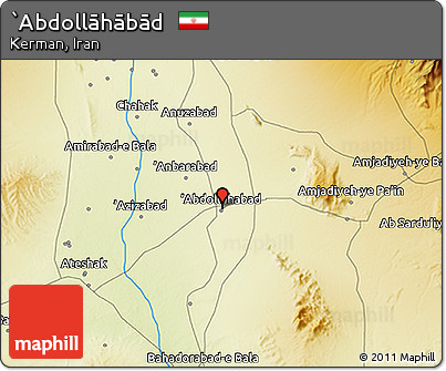 Physical 3D Map of `Abdollāhābād