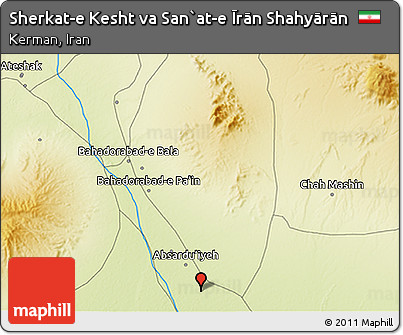 Physical 3D Map of Sherkat-e Kesht Va San`at-e Īrān Shahyārān