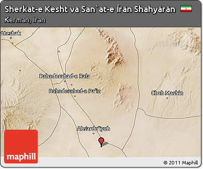 Satellite 3D Map of Sherkat-e Kesht Va San`at-e Īrān Shahyārān