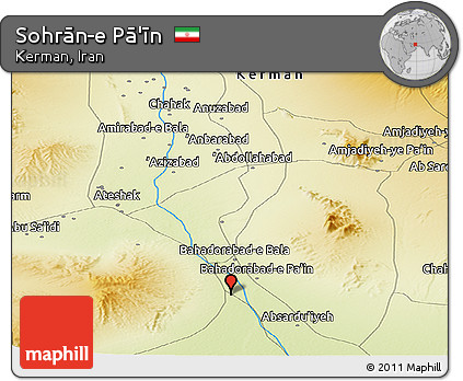 Physical Panoramic Map of Sohrān-e Pā'īn