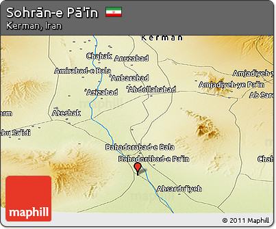 Physical Panoramic Map of Sohrān-e Pā'īn