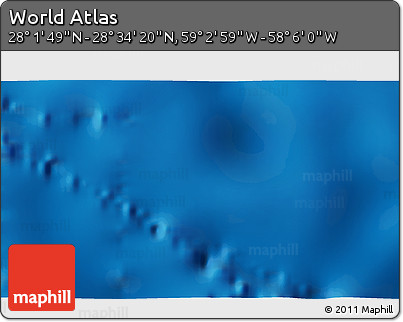 Physical 3D Map of the Area around 28° 18' 5" N, 58° 34' 30" W