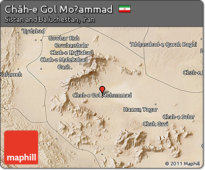 Satellite 3D Map of Chāh-e Gol Moḩammad