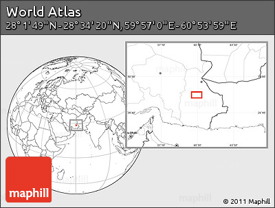 Blank Location Map of the Area around 28° 18' 5" N, 60° 25' 29" E