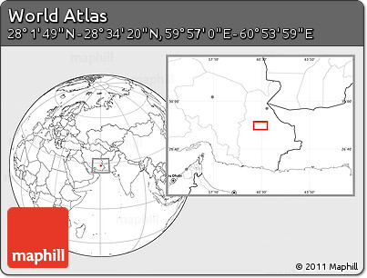 Blank Location Map of the Area around 28° 18' 5" N, 60° 25' 29" E