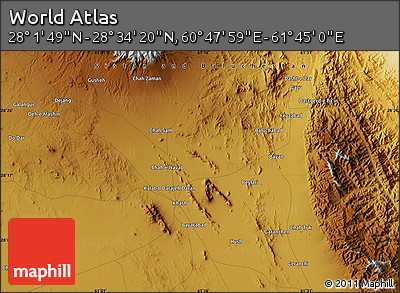 Physical Map of the Area around 28° 18' 5" N, 61° 16' 29" E