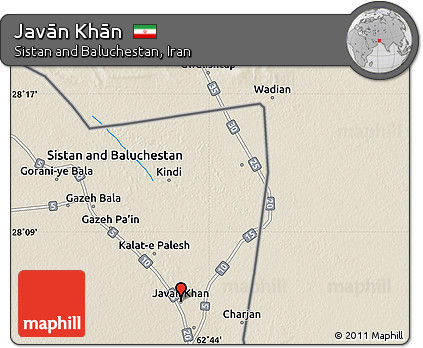 Shaded Relief Map of Javān Khān