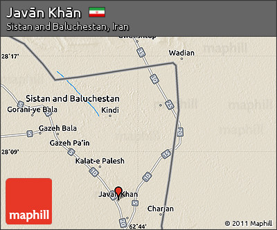 Shaded Relief Map of Javān Khān