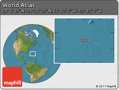 Satellite Location Map of the Area around 28° 18' 5" N, 66° 13' 29" W