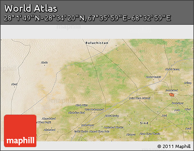 Satellite 3D Map of the Area around 28° 18' 5" N, 68° 4' 29" E