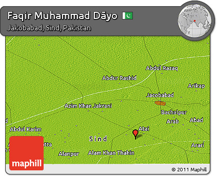 Physical Panoramic Map of Faqir Muhammad Dāyo