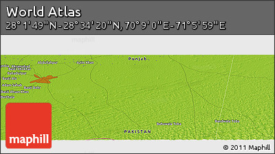 Physical Panoramic Map of the Area around 28° 18' 5" N, 70° 37' 30" E