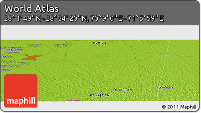 Physical Panoramic Map of the Area around 28° 18' 5" N, 70° 37' 30" E