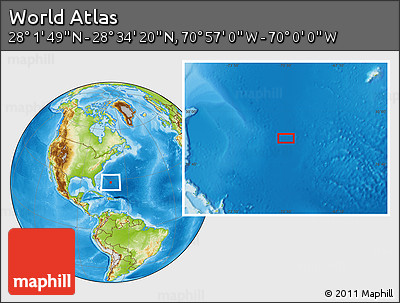 Physical Location Map of the Area around 28° 18' 5" N, 70° 28' 29" W