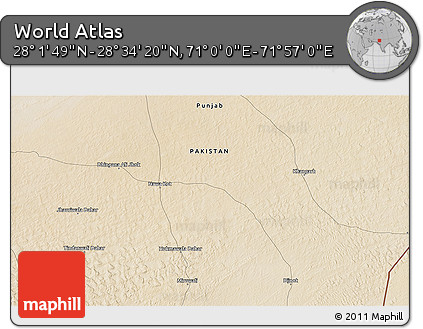 Satellite 3D Map of the Area around 28° 18' 5" N, 71° 28' 29" E