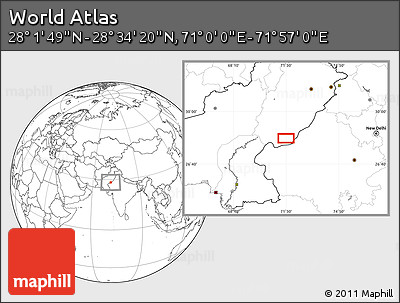 Blank Location Map of the Area around 28° 18' 5" N, 71° 28' 29" E