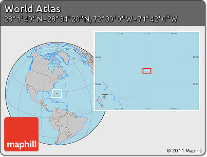 Gray Location Map of the Area around 28° 18' 5" N, 72° 10' 30" W