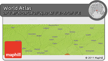 Physical Panoramic Map of the Area around 28° 18' 5" N, 73° 10' 30" E
