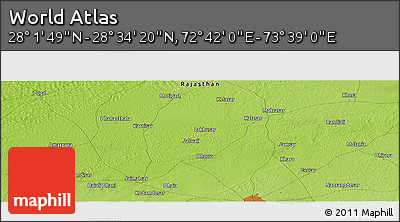 Physical Panoramic Map of the Area around 28° 18' 5" N, 73° 10' 30" E