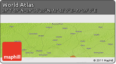 Physical Panoramic Map of the Area around 28° 18' 5" N, 73° 10' 30" E