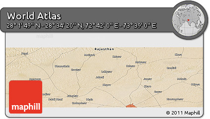 Satellite Panoramic Map of the Area around 28° 18' 5" N, 73° 10' 30" E