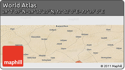 Satellite Panoramic Map of the Area around 28° 18' 5" N, 73° 10' 30" E