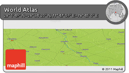 Physical Panoramic Map of the Area around 28° 18' 5" N, 78° 16' 30" E