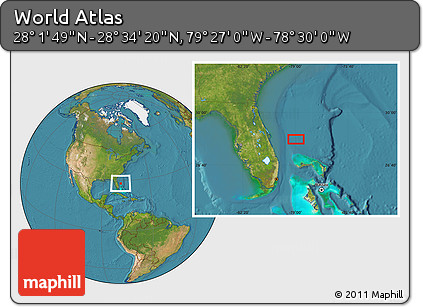 Satellite Location Map of the Area around 28° 18' 5" N, 78° 58' 29" W