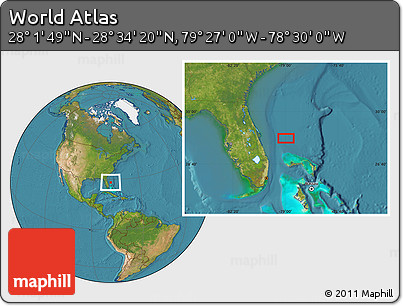 Satellite Location Map of the Area around 28° 18' 5" N, 78° 58' 29" W