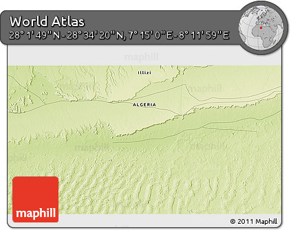 Physical 3D Map of the Area around 28° 18' 5" N, 7° 43' 29" E