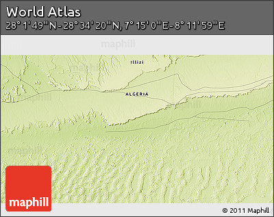 Physical 3D Map of the Area around 28° 18' 5" N, 7° 43' 29" E