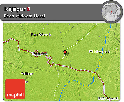 Physical 3D Map of Rājāpur