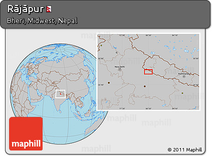 Gray Location Map of Rājāpur